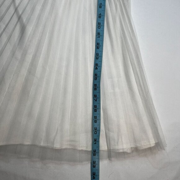 Sue Wong Nocturne Mini Cocktail Dress Embroidered Pleated Mesh White Ivory 4 - Picture 7 of 11